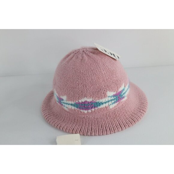 Deadstock Vtg 70s Streetwear Pastel Knit Fair Isle Safari Bush Bucket Hat Large